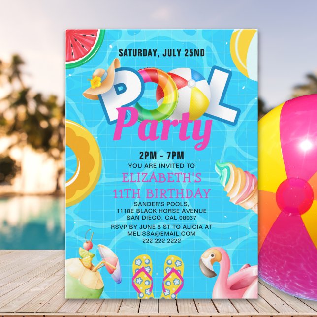 Tropical Pool Bash for Girl – Summer Birthday Girl Einladung (Von Creator hochgeladen)