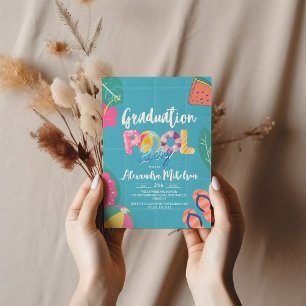 Tropical Pool Graduation Party Einladung