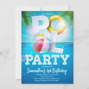 Tropical Pool Party Geburtstag Einladung