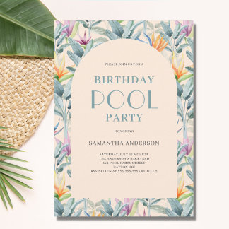 Tropical Pool Party Geburtstag Einladung