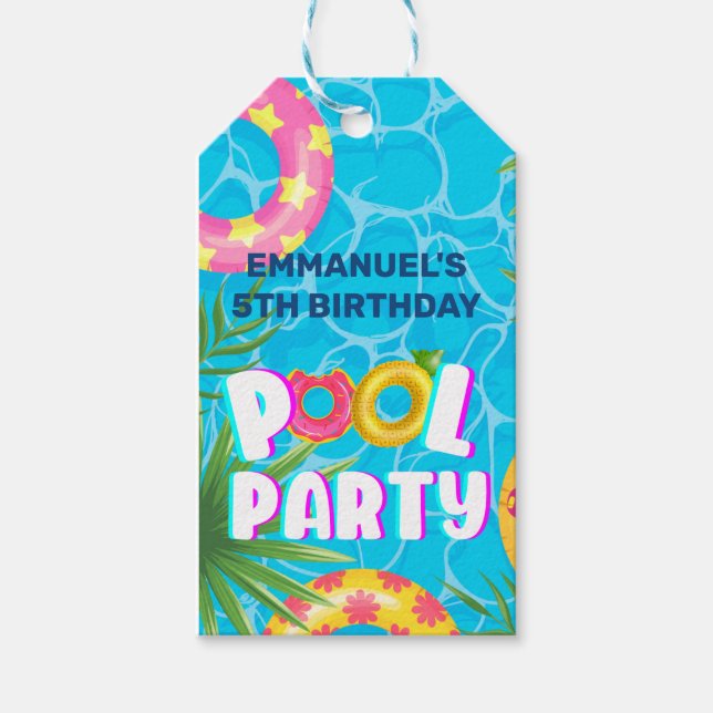 Tropical Pool Party Geburtstag Geschenkanhänger (Vorderseite)