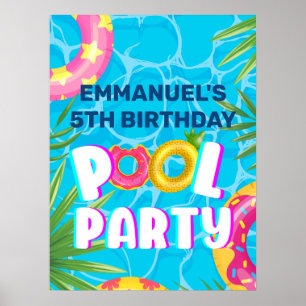 Tropical Pool Party Geburtstags Willkommenspender Poster
