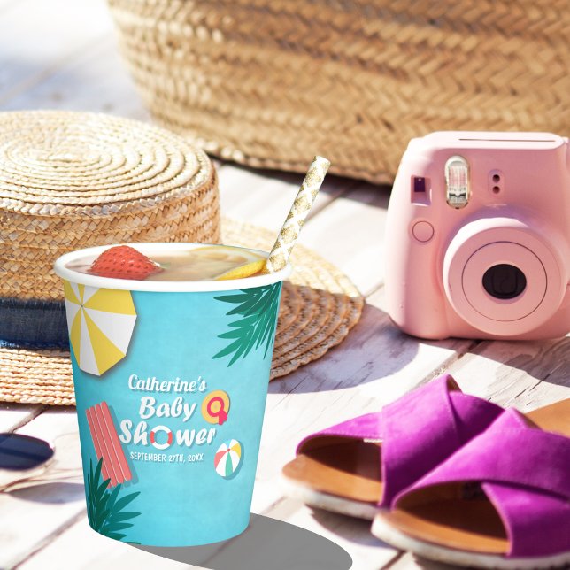 Tropical Pool Party Summer Baby Dusche Pappbecher (Von Creator hochgeladen)