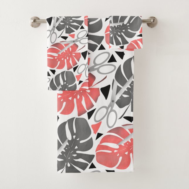 Tropical print monstera leaves scissors jungle exo (En situation)