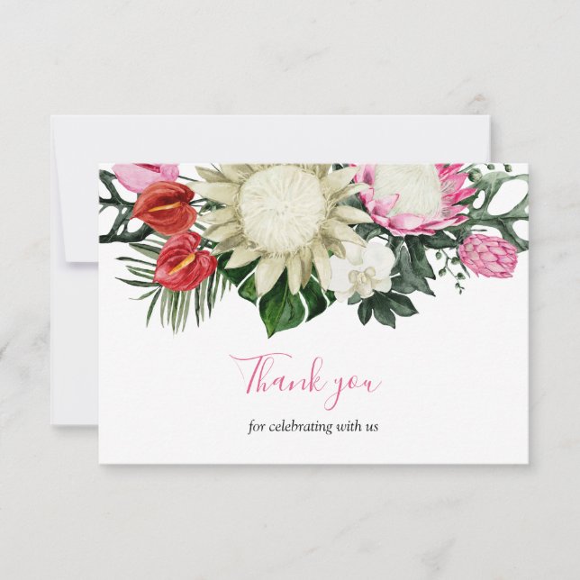 Tropical Protea Blume Babydusche Vielen Dank Einladung (Vorderseite)