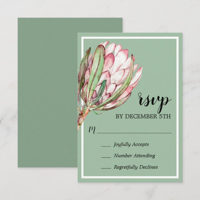 Tropical Protea Holiday Weihnachts-Party RSVP-Kart RSVP Karte (Vorne/Hinten)