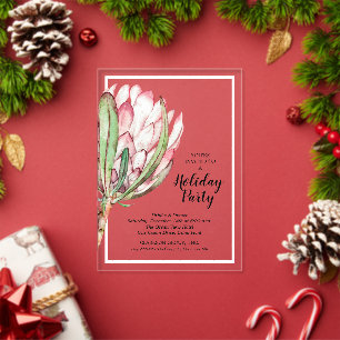 Tropical Protea Weihnachts-Party Acryleinladungen