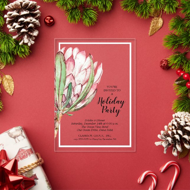 Tropical Protea Weihnachts-Party Acryleinladungen (Insitu (Feiertag))