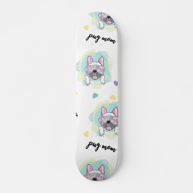 Tropical Pug Pattern Skateboard (Vorne)