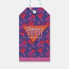Tropical Purple Floral Birthday Geschenkanhänger