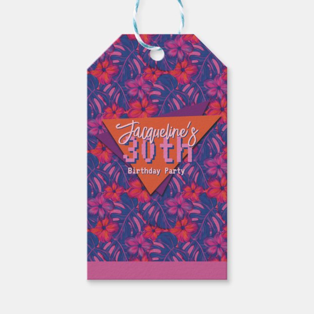 Tropical Purple Floral Birthday Geschenkanhänger (Vorderseite)