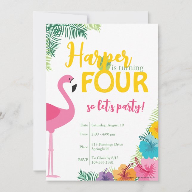 Tropical Quart Anniversaire, Luau Invitation (Devant)