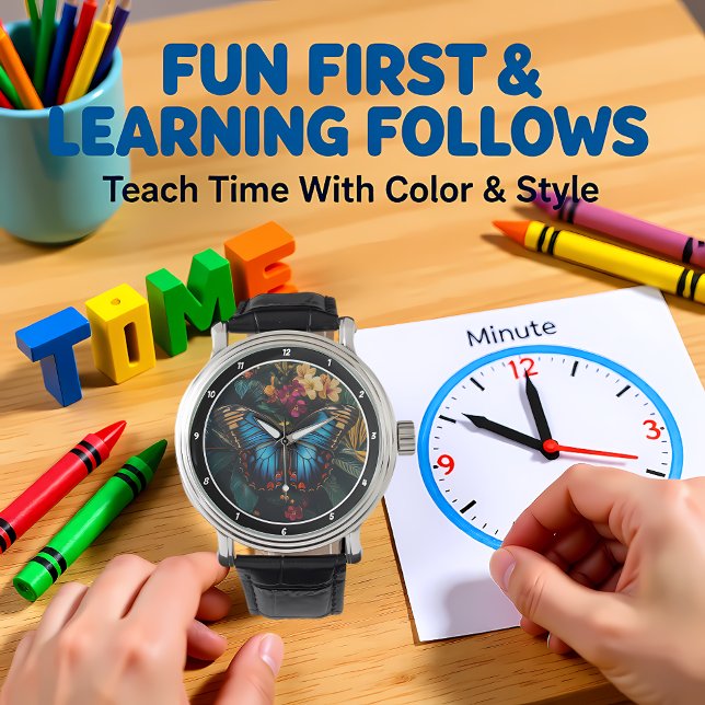 Tropical Radiance" - Blue Butterfly Armbanduhr (Von Creator hochgeladen)