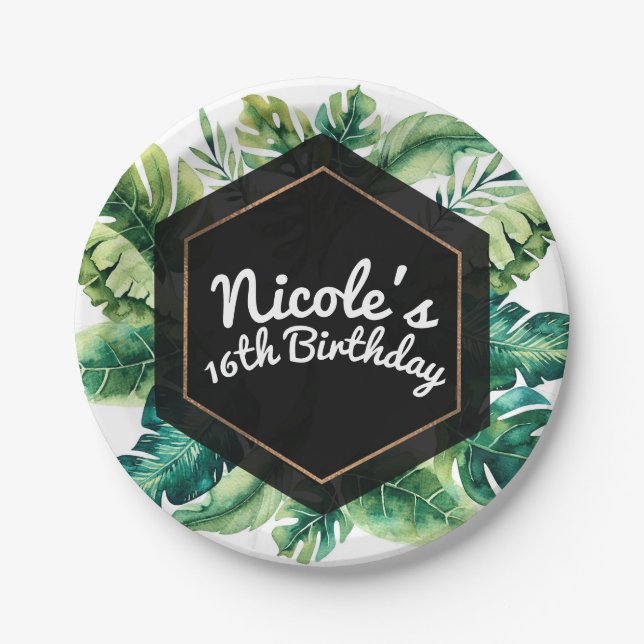 Tropical Rain Forest Blätter Elegantes Party Pappteller (Vorderseite)
