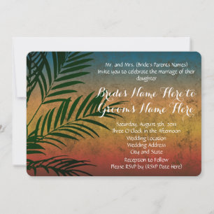 Tropical Rainbow Beach Palm Wedding Invitations