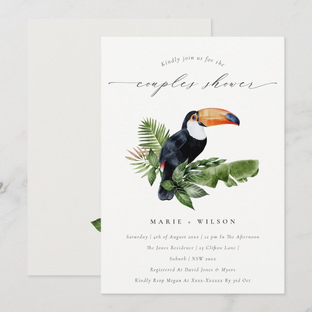 Tropical Rainforest Toucan Couples Invitation de d (Devant / Derrière)