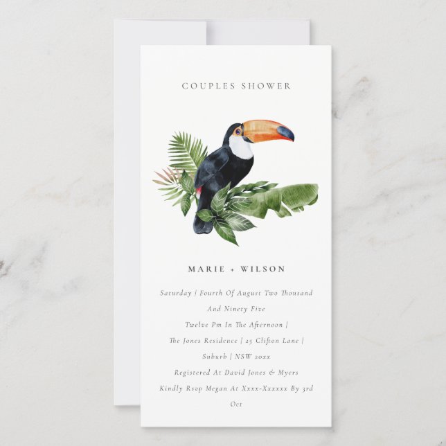 Tropical Rainforest Toucan Couples Invitation de d (Devant)