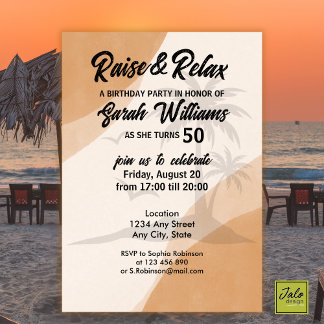 Tropical Raise & Relax 50. Geburtstagsparty Einladung