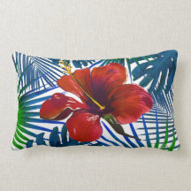 Tropical Red Hibiskus Floral Dark Aquamarine Blätt