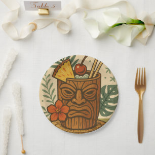 Tropical Retro Tiki Drink Hawaiian Luau Geburtstag Pappteller