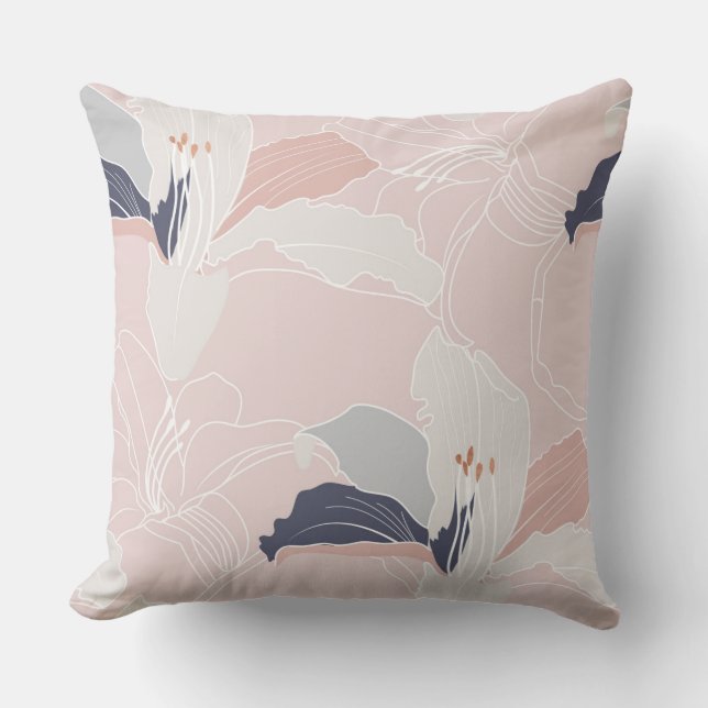 Tropical rougissent le grand coussin floral (Recto)