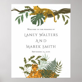 Tropical Safari Animal Wedding Willkommenszeichen Poster