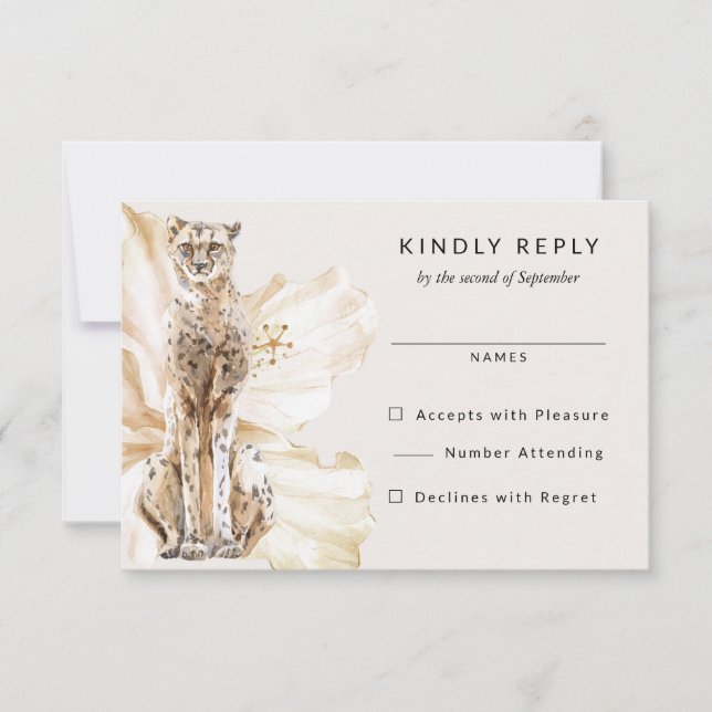 Tropical Safari Cheetah Wedding RSVP Antwort (Vorderseite)