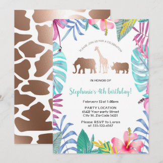 Tropical Safari Geburtstagsparty Einladung