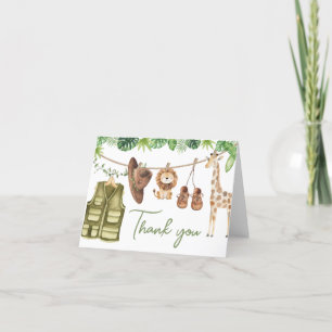 Tropical Safari Jungle Animals Baby Dusche Dankeskarte