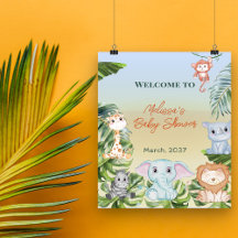 Tropical Safari Jungle Animals Baby Dusche Willkom