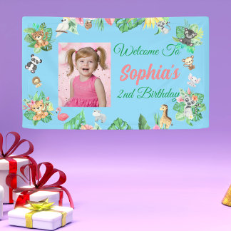 Tropical Safari Jungle Animals Kindergeburtstag Banner