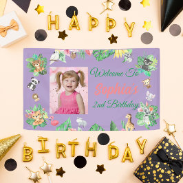 Tropical Safari Jungle Animals Kindergeburtstag Banner