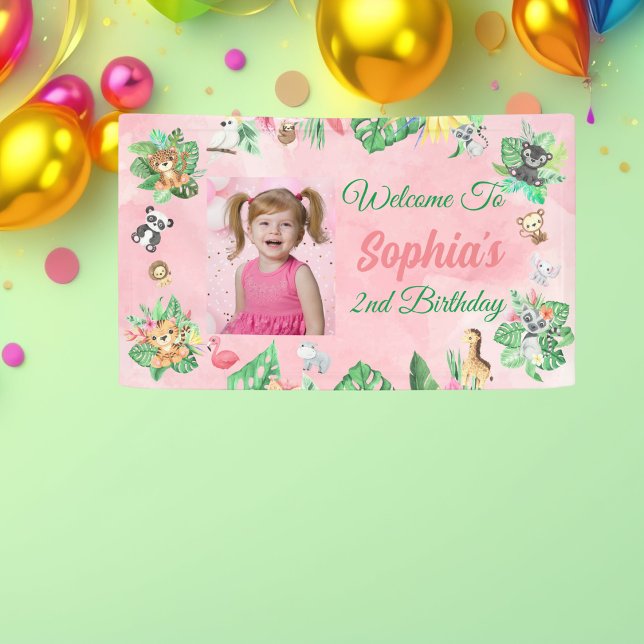 Tropical Safari Jungle Animals Kindergeburtstag Banner (Von Creator hochgeladen)
