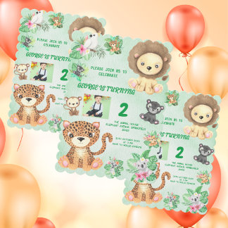 Tropical Safari Jungle Animals Kindergeburtstag Einladung