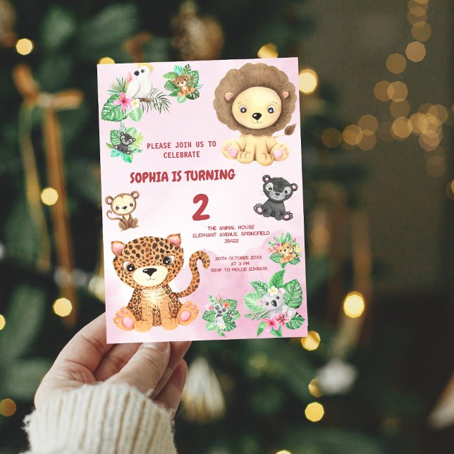 Tropical Safari Jungle Animals Kindergeburtstag Einladung (Von Creator hochgeladen)