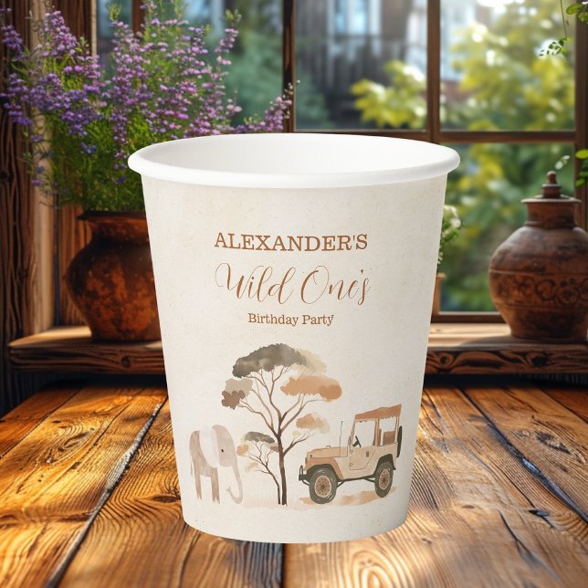 Tropical Safari Wild One Jungle Animals Geburtstag Pappbecher (Von Creator hochgeladen)