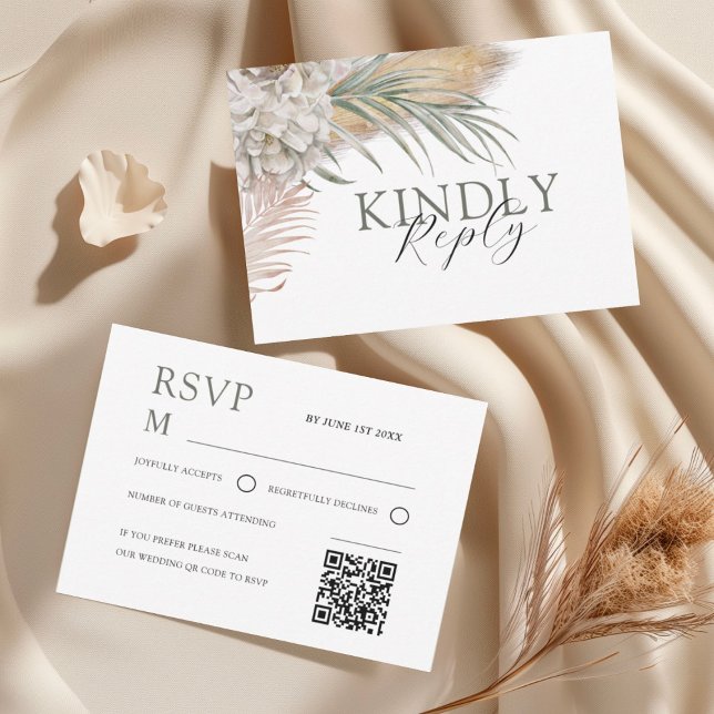 Tropical Sage Green Floral Wedding RSVP Karte (Von Creator hochgeladen)