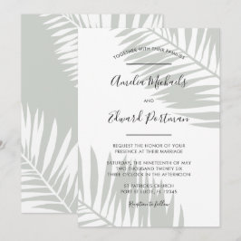 Tropical Sage Green Palm Blätter Hochzeit Einladun Einladung