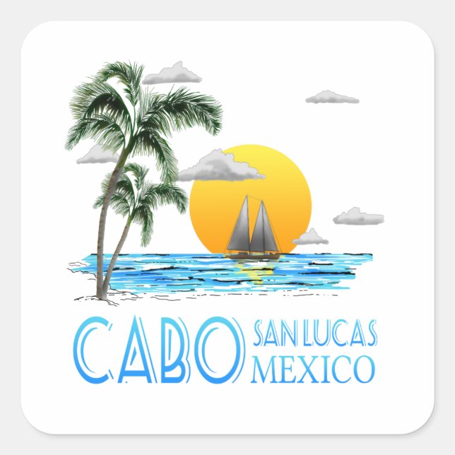 Tropical Sailing Cabo San Lucas Mexico Quadratischer Aufkleber (Vorderseite)