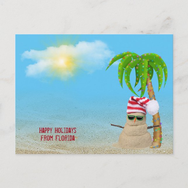 Tropical Sand Man with palm tree Postkarte (Vorderseite)
