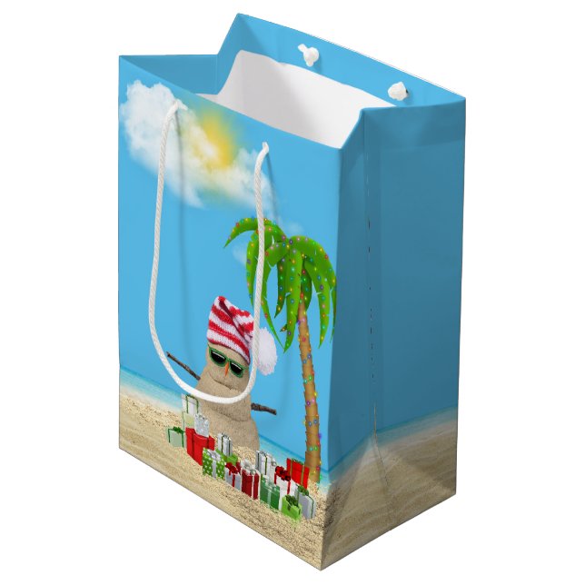 Tropical Sandman mit Weihnachtsgeschenken Mittlere Geschenktüte (Vorderseite Schrägansicht)