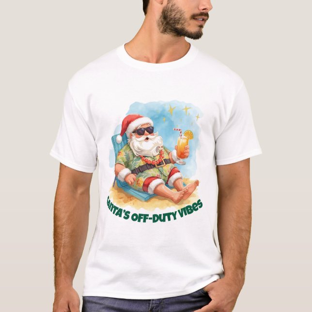 Tropical Santa Beach Vibes – Funny Christmas T-Shirt (Vorderseite)