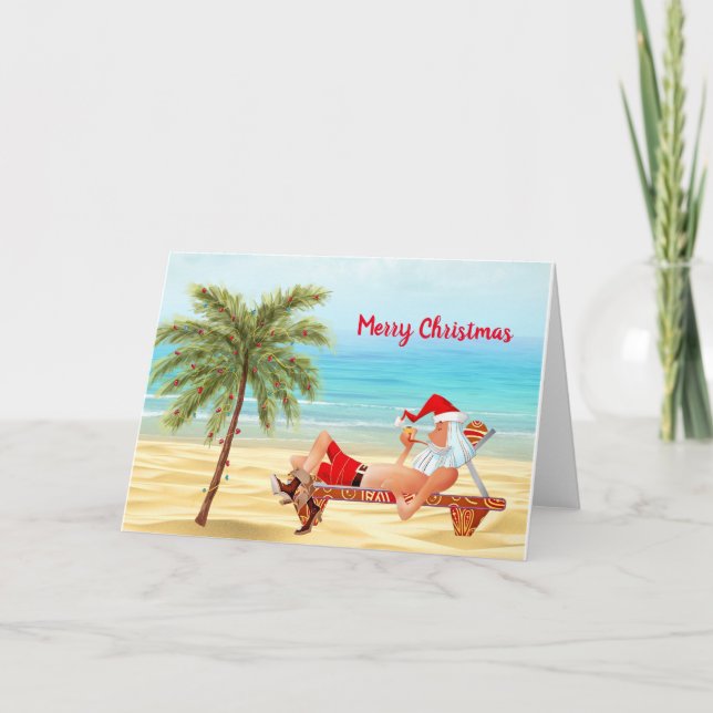 Tropical Santa Christmas Card Karte (Vorderseite)
