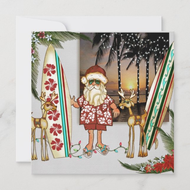 Tropical Santa Christmas Party Einladung (Vorderseite)