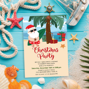 Tropical Santa Christmas Party Einladung
