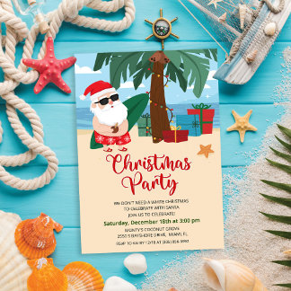Tropical Santa Christmas Party Einladung