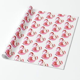 Tropical Santa Flamingo Weihnachten Geschenkpapier