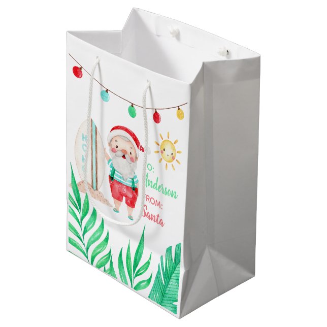 Tropical Santa Gift Bag Mittlere Geschenktüte (Vorderseite Schrägansicht)