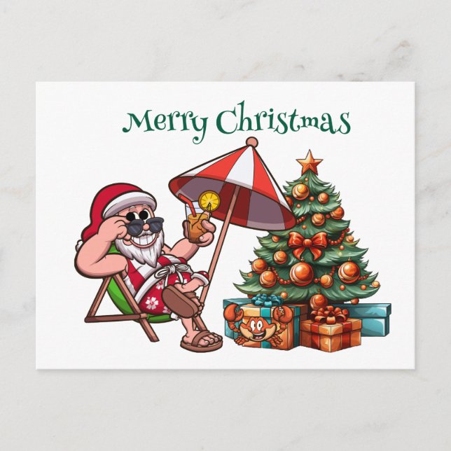 Tropical Santa Merry Weihnachten Postkarte (Vorderseite)