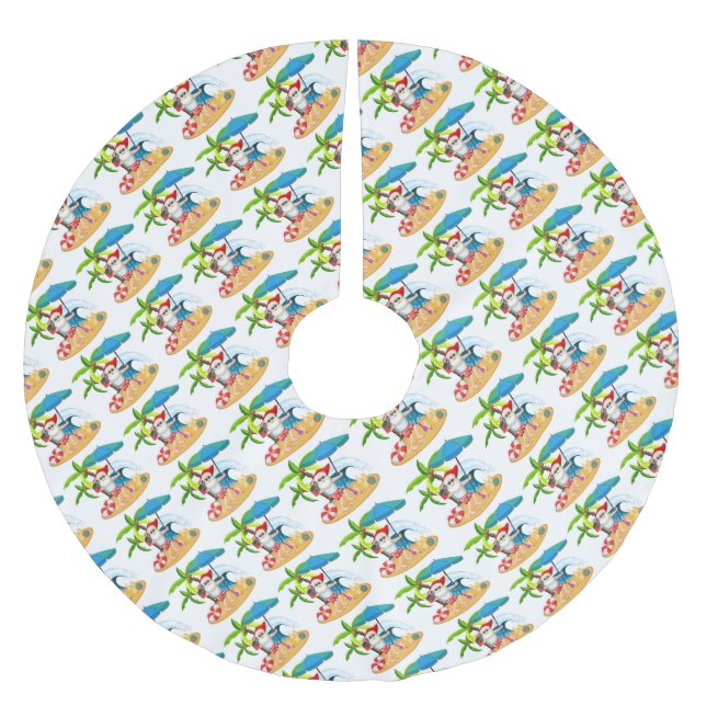 Tropical Santa Polyester Weihnachtsbaumdecke (Vorderseite)